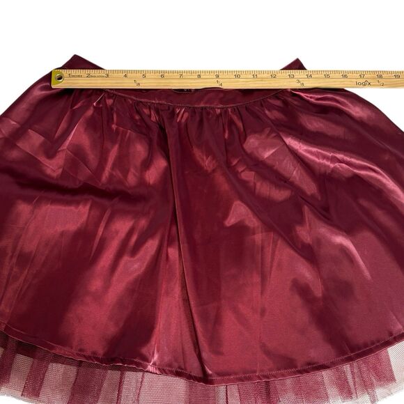 Altar’d State Burgundy Satin Tulle Whimsigoth Skirt M Fairy Grunge Holiday Glam - Picture 8 of 9